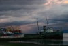 Argentina - Ushuaia (Tierra del Fuego, Antartida e Islas del Atlantico Sur province): Ushuaia - Tierra del Fuego: dusk on the port (photo by N.Cabana)