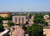 Ouagadougou, Burkina Faso: city center skyline - intersection of  Boulevard Monseigneur Joanny Tarvernaud and Maurice Yameogo avenue - the city has a good proportion of green areas - Hotel Amiso in the corner - photo by M.Torres