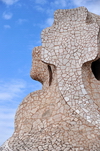 Barcelona, Catalonia: access tower covered in tile shards, roof of Casa Mil, La Pedrera, by Gaudi - UNESCO World Heritage Site - photo by M.Torres