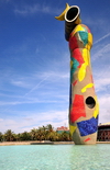 Barcelona, Catalonia: Joan Mir park aka Parc l'Escorxador, sculpture Dona i Ocell (Woman and Bird) by Mir with tiles by Joan Gardy Artigas - photo by M.Torres