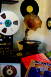 Medelln, Colombia: gramophone and old studio recording equipment at an exhibition - photo by E.Estrada