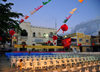 Moroni, Grande Comore / Ngazidja, Comoros islands: Place de Badjanani, Mtsangani - chairs ready for a 'Grand Mariage', a nine day long wedding party - City Hall - photo by M.Torres