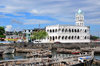 Moroni, Grande Comore / Ngazidja, Comoros islands: hulls of dhows and the Old Friday Mosque - Port aux Boutres et l'Ancienne mosque du Vendredi - photo by M.Torres