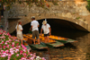 Canterbury, Kent, South East England: Great Stour river - bridge and boats - photo by I.Middleton