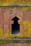 Lalibela, Amhara region, Ethiopia: Bet Giyorgis rock-hewn church - decorated window - UNESCO world heritage site - photo by M.Torres