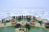 27 Franz Josef Land: Bow of ship Kapitan Dranitsyn with passengers - photo by B.Cain