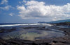 Santiago Island, Galapagos Islands, Ecuador: shallow pools of water on James Bay - lava along the coast - photo by C.Lovell