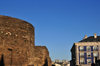 Lugo, Galicia / Galiza, Spain: Roman Walls of Lugo, the old Lucus Augusti - semi-circular and square towers buit with slate and granite - Ronda da Muralla - UNESCO World Heritage Site - photo by M.Torres