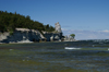 Gotland island - Lickershamn: the Jungfruklint - the highest of Gotland's raukar, coastal limestone stacks that are the remnants of ancient reefs - this stack, 11.5m high is said to look like the Virgin and Child - photo by A.Ferrari