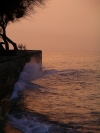 Greece - Diakofto (Peloponnese): breakwater at sunset - photo by R.Wallace