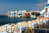 Greek islands - Mykonos (Hora) / Mikonos / JMK: Little Venice area seen from a restaurant - photo by David Smith