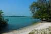 Rubane Island, Bijags Archipelago - UNESCO biosphere reserve, Bubaque sector, Bolama region, Guinea Bissau / Guin Bissau: deserted beach, view to Bubaque Island / praia deserta, vista para Bubaque - photo by R.V.Lopes