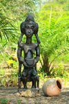 Rubane Island, Bijags Archipelago - UNESCO biosphere reserve, Bubaque sector, Bolama region, Guinea Bissau / Guin Bissau: Hotel Punta Anchaca, Bijags art, sculpture - woman with vasw / Hotel Punta Anchaca, arte Bijags, escultura - photo by R.V.Lopes