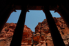 Jordan - Petra: Khazneh - Treasury - view from the portico towards the siq - UNESCO world heritage site - photo by M.Torres