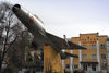 Bishkek, Kyrgyzstan: Soviet Sukhoi SU-9 Fishpot fighter - Kievskaya avenue - aircraft in front of the headquarters of the National Guard - Uluttuk Gvardya - photo by M.Torres