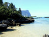 Lord Howe island: looking south - ship at the wharf - photo by R.Eime