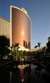 Macau, China: Encore tower at Wynn Macau - camels and pond - photo by M.Torres