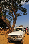 Tsimafana, Belo sur Tsiribihina,  Menabe Region, Toliara Province, Madagascar: Toyota 4WD waits for a ferry - photo by M.Torres