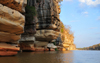 Antsalova district, Melaky region, Mahajanga province, Madagascar: Manambolo River - eroded sandstone cliffs along the river gorge - photo by M.Torres