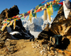 Khumbu region, Solukhumbu district, Sagarmatha zone, Nepal: prayer flags at Renjo pass - tarcho - photo by E.Petitalot