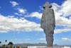 Managua, Nicaragua: Loma de Tiscapa - silhouette of General Augusto Csar Sandino and lake Managua - photo by M.Torres