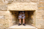 Orkney island, Mainland- Kirkwall - The Earl's Palace - man in fireplace - photo by Carlton McEachern