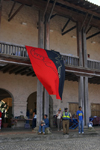 The Portobello Customs house with devils flag - Aduana de Portobelo. Coln, Panama, Central America - photo by H.Olarte