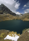 Ausangate massif, Cuzco region, Peru: the turquoise waters of laguna Uchay Pucacocha and Ausangate's western ridge - Peruvian Andes - Cordillera Blanca - photo by C.Lovell