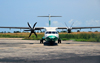 So Tom, gua Grande district, So Tom and Prncipe / STP: So Tom International Airport - Ceiba Intercontinental ATR 72-212A cn790 3C-LLI - front view / vista frontal - Aeroporto Internacional de So Tom - photo by M.Torres