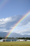 Slovenia - Brnik Airport: rainbow and hangar - Ljubljana Joze Pucnik Airport - Letalisce Jozeta Pucnika - photo by I.Middleton