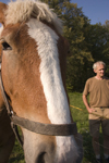 Horse and owner in the Skofja Loka hills, Slovenia - photo by I.Middleton