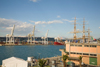 Koper (Capodistria) - Slovenian Istria region / Slovenska Istra - Slovenia: Port of Koper - cranes and the Amerigo Vespucci - photo by I.Middleton