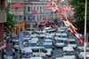 Trabzon , Black Sea region, Turkey: traffic and election banners - street scene - photo by W.Allgwer