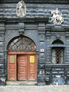 Lviv / Lvov, Ukraine: Black house on Market Square - decorated faade - photo by J.Kaman