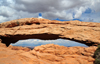 Canyonlands National Park, Utah, USA: Mesa Arch - stone arch - Island in the Sky district - La Sal mountains in the background - photo by M.Torres