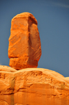 Arches National Park, Utah, USA: Park Avenue trail - natural menhir on the western wall of the canyon - photo by M.Torres