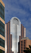 Charlotte, North Carolina, USA: the red and mirror facade of the One Wells Fargo Center skyscraper - South College Street - photo by M.Torres