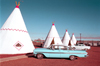 USA - Navajo Nation (Arizona): wigwams and blue Cadillac / teepees - Photo by G.Friedman