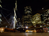 Manhattan (New York City): the Peking, windjammer - four masted barque of the Flying P-Line - Pier 17, South Street Seaport on the East River - citylights - photo by M.Bergsma