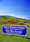 Llandudno, Caernarfonshire, North Wales - Sign at Half-way Station, Great Orme Tramway - photo by D.Jackson